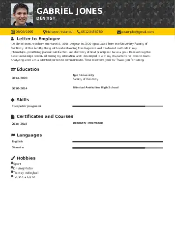 Dentist resume example